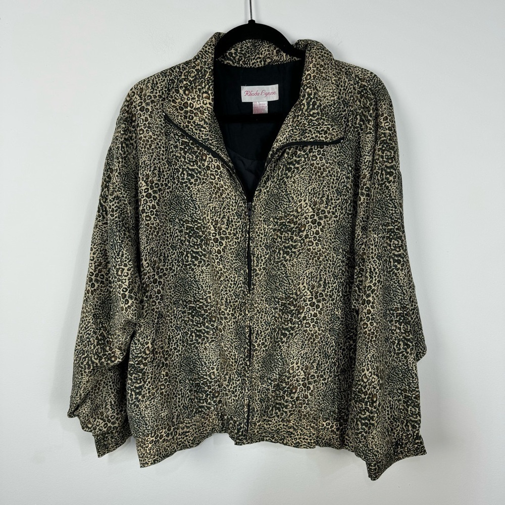 Rhoda Lynn Silk Animal Print Cheetah Vintage Bomber Jacket y2k Retro 90s